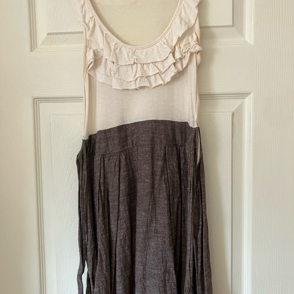 White and Gray Ruffle Dress
